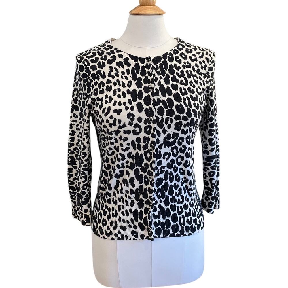 Express Black White Animal Print Cardigan Sweater, Y2K, Minimalist, Size S